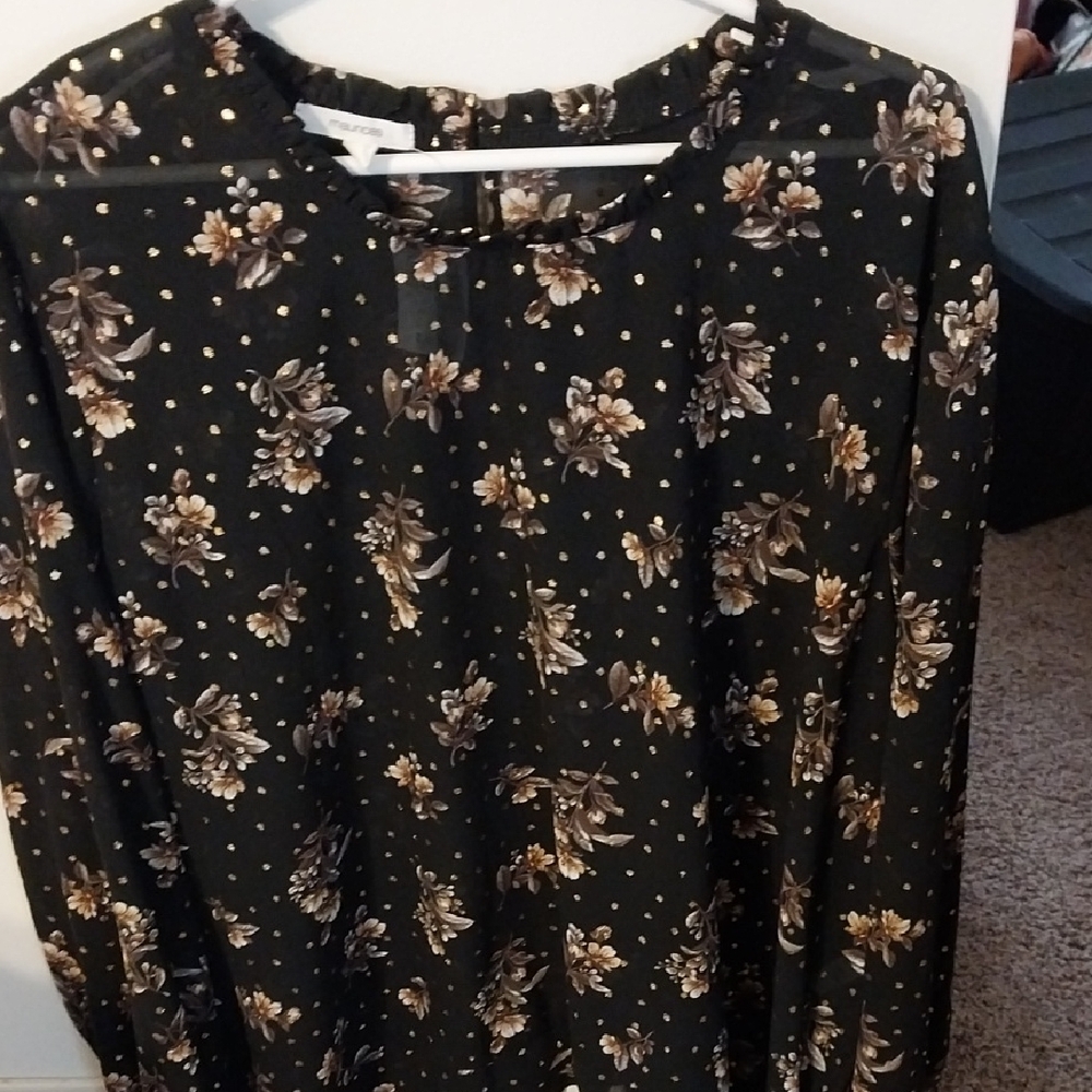 Floral Blouse with Polka Dots 100 % polyester very pretty sheer
